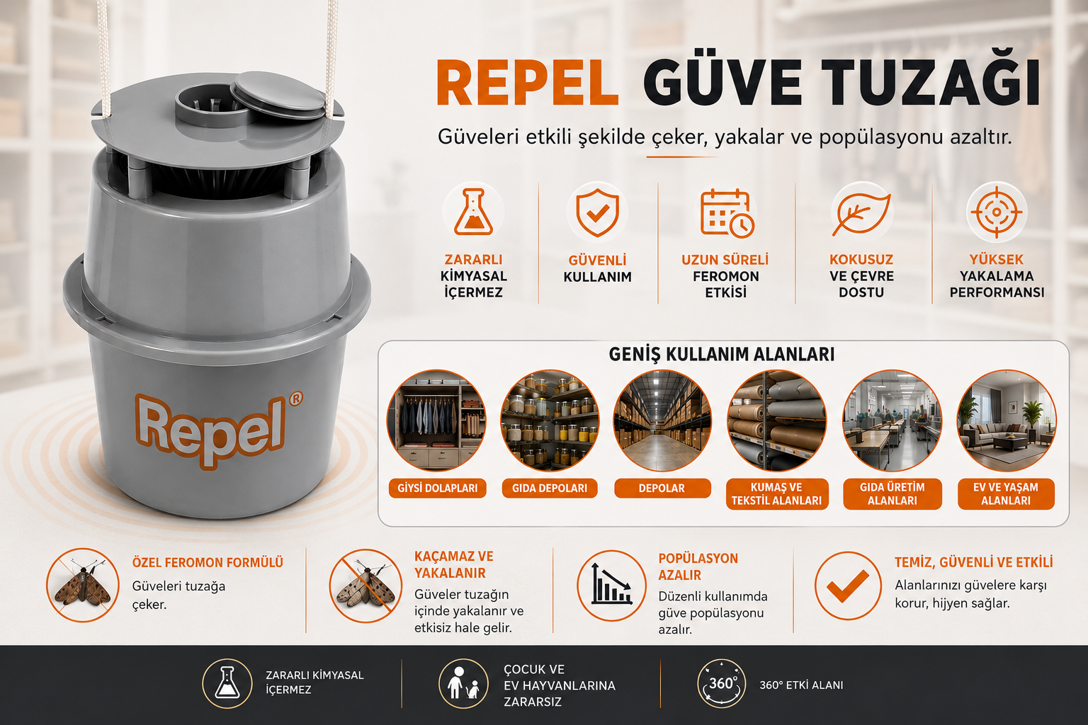 güve tuzağı repel 