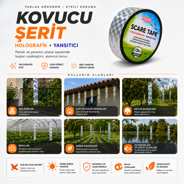 Repel BR 02 Holografik Kuş Kovucu Reflektör Şerit - 120 Mt