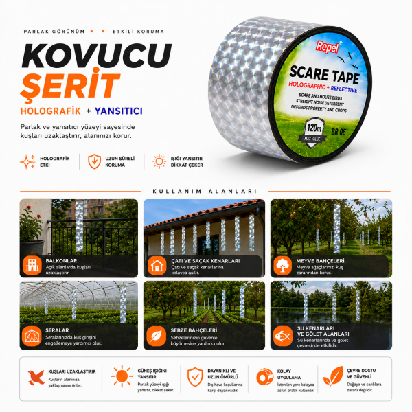 Repel BR 05 Holografik Kuş Kovucu Reflektör Şerit - 120 Mt