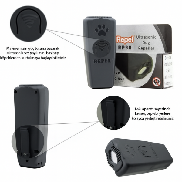 Repel RP 30 V2 El Tipi Köpek Kovucu Eğitici 30 Metre Etkili