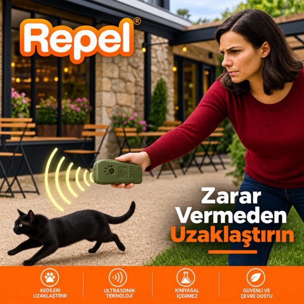 Repel RP 15 El Tipi Ultrasonik  Kedi Kovucu ve Eğitici