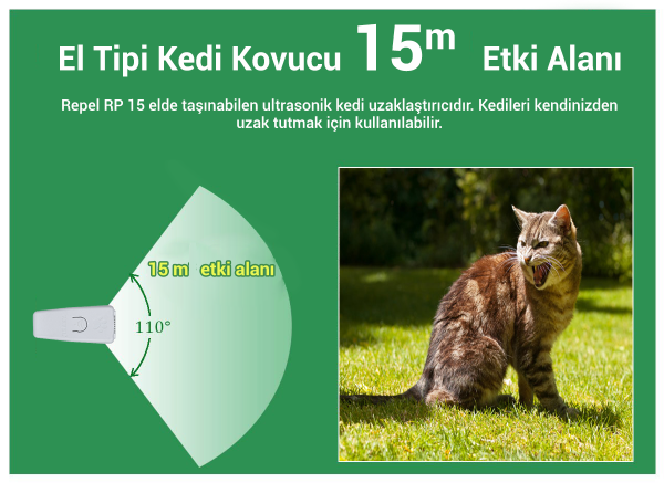 RP 15 El Tipi Ultrasonik  Kedi Kovucu ve Eğitici