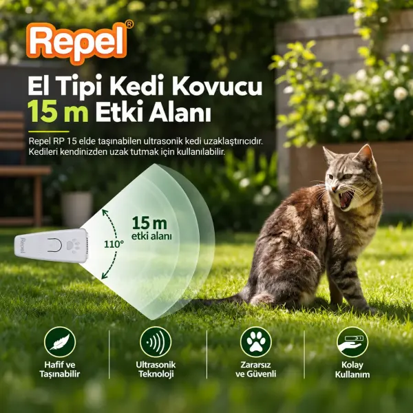 Repel RP 15 El Tipi Ultrasonik  Kedi Kovucu ve Eğitici