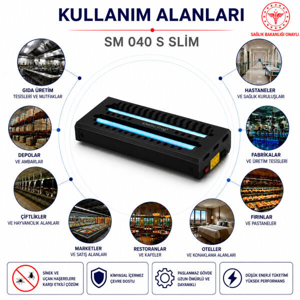 SM040 Slim Siyah Duvar Tipi Yapışkan Levhalı Sinek Sivrisinek Tutucu
