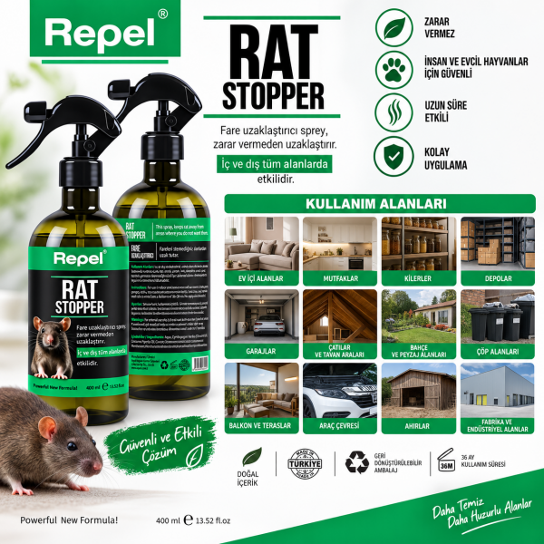 Repel Rat Stopper Fare Uzaklaştırıcı Sprey 400 ml