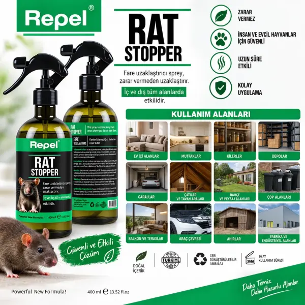 Repel Rat Stopper Fare Uzaklaştırıcı Sprey 400 ml