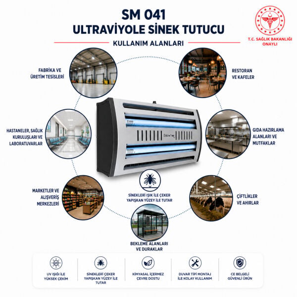 SM041 Duvar Tipi Yapışkan Levhalı Sinek Sivrisinek Tutucu Gri