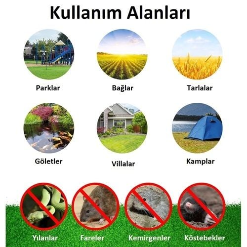 Güneş Enerjili Fare Köstebek Akrep Sincap Yılan Kovucu 675 M²