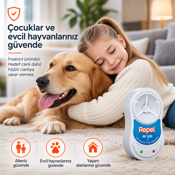 Repel RF 500 V2 Fare Kovucu Sıçan Kovucu Süper Etki (3'Lü Paket)