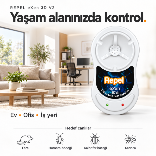 Repel eXen 3D V2 Fare Sıçan Haşere Örümcek Akrep Kovucu